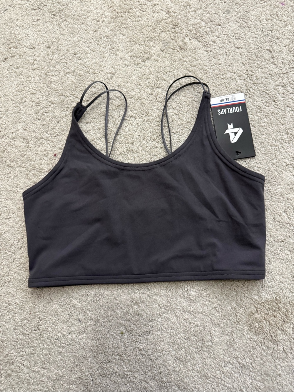 Fourlaps Women's Poise Longline Sports Bra Size L Graphite Non Padded Activewear